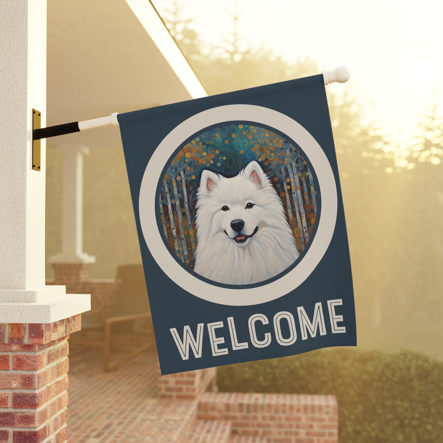 Samoyed Welcome 2-Sided Garden & House Flag/Banner