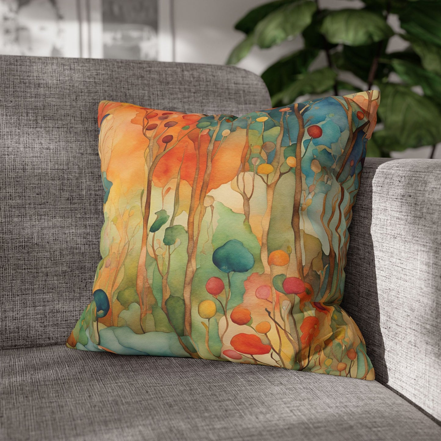 Guthrie Watercolor Square Poly Canvas Pillowcase