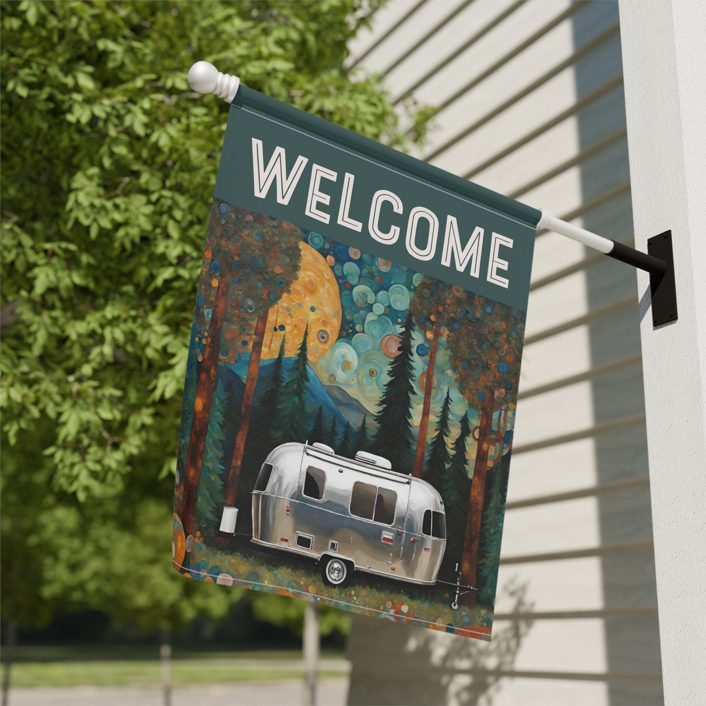 Streaming Welcome 2-Sided Garden & House Flag/Banner