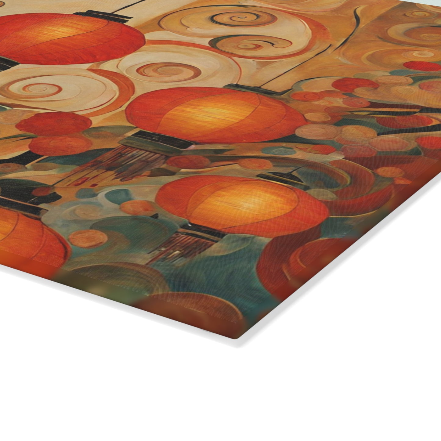 Lanterns & Swirls Tempered Glass Cutting Board