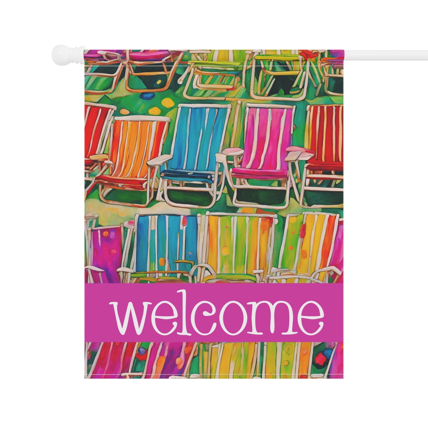 Beach Chairs Welcome 2-Sided Garden & House Flag/Banner