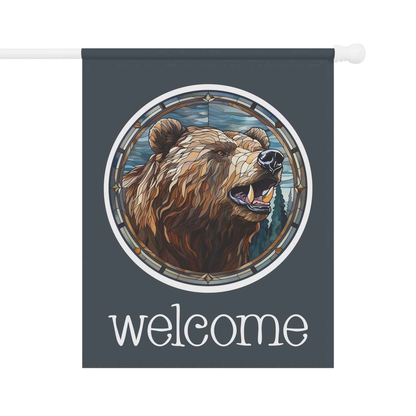 Grizzly Bear Welcome 2-Sided Garden & House Banner