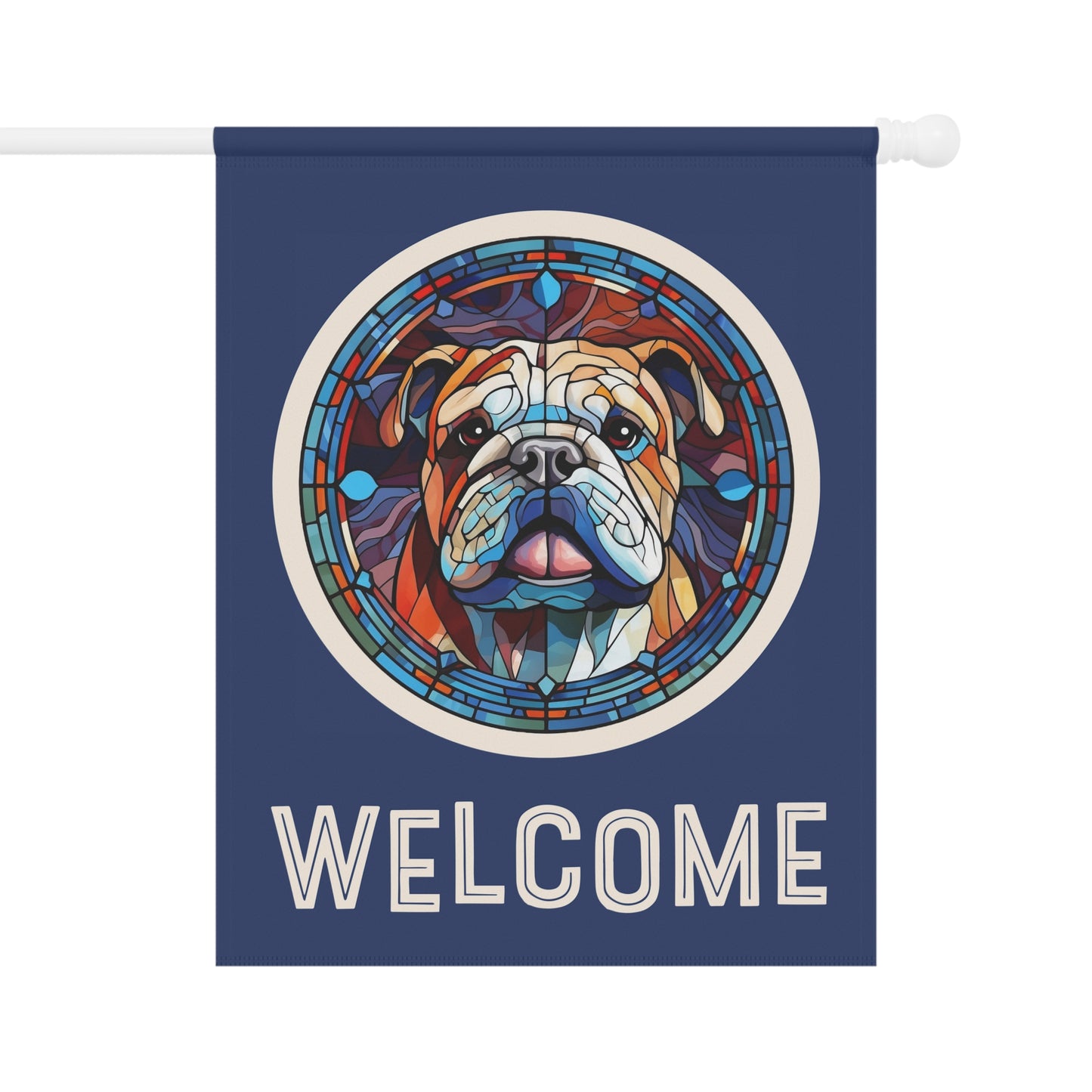 English Bulldog Welcome 2-Sided Garden & House Flag/Banner