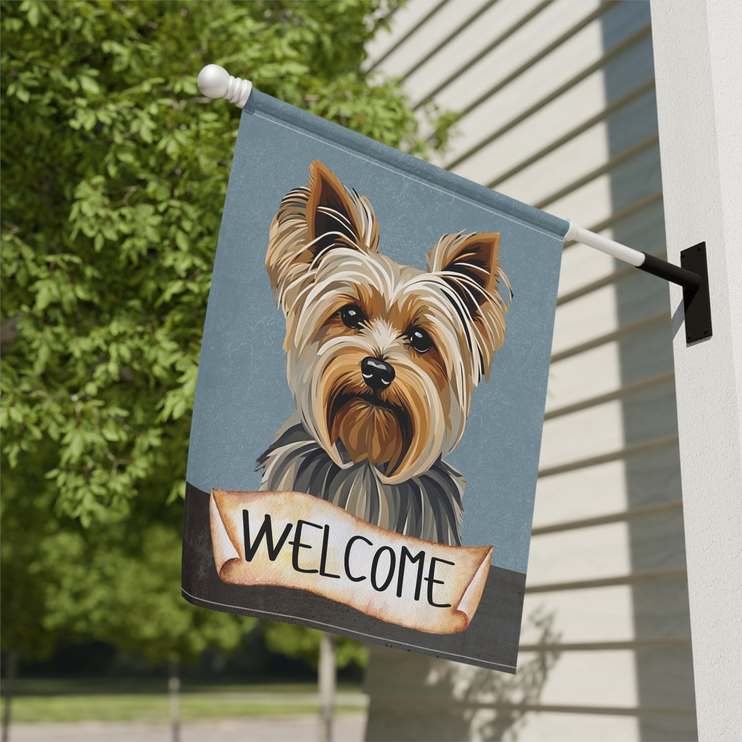 Yorkshire Terrier Welcome 2-Sided Garden & House Flag/Banner