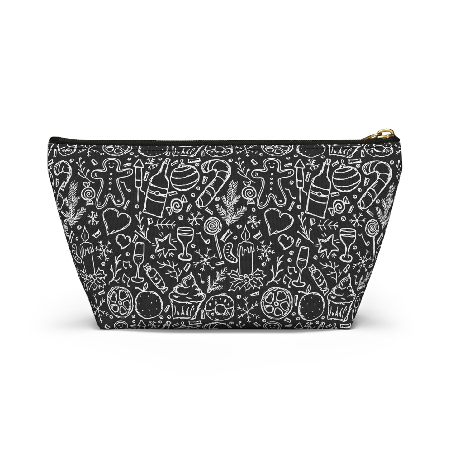 Christmas Holiday Icons in Black & White Accessory Pouch w T-bottom