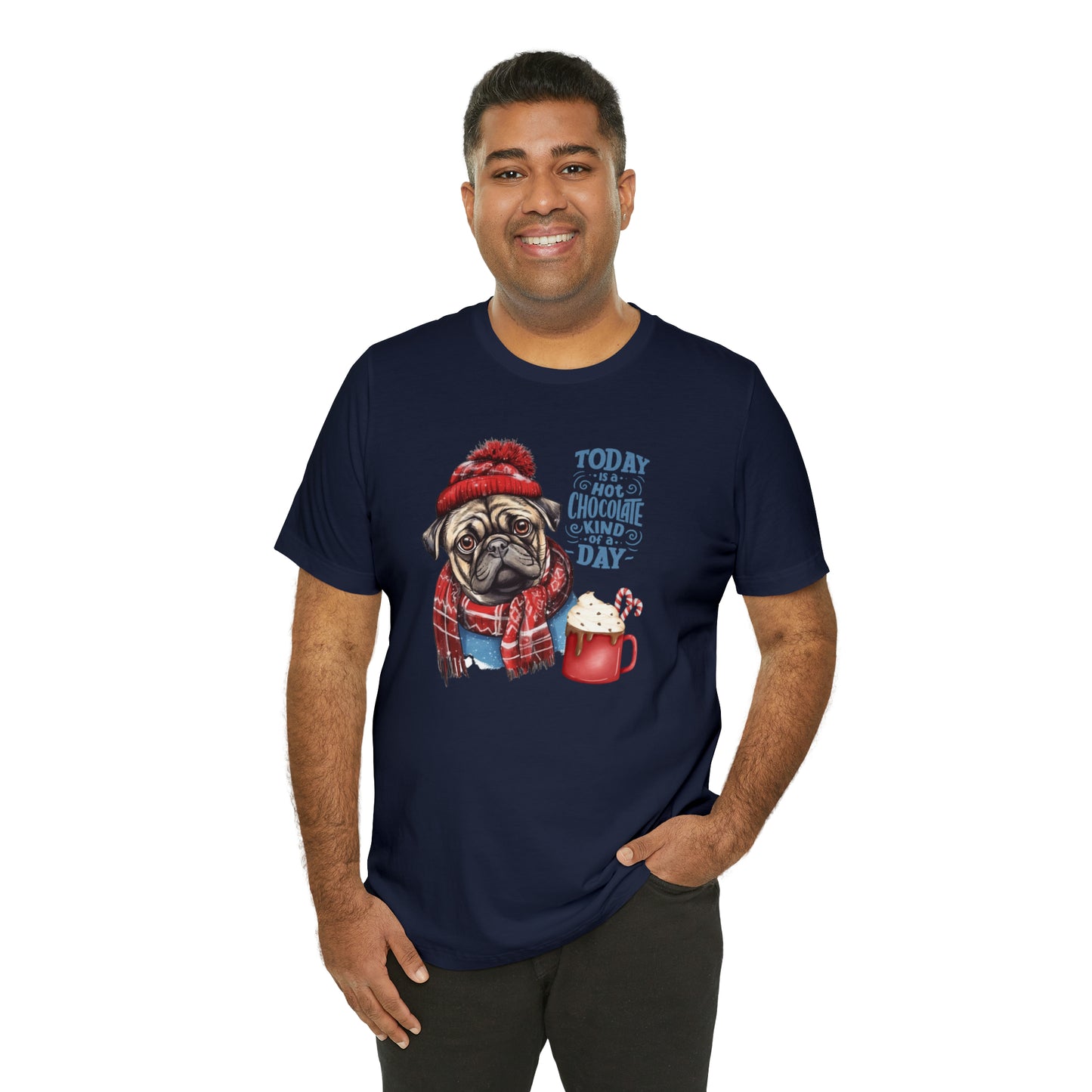 Hot Chocolate Pug Unisex Jersey Short Sleeve Tee