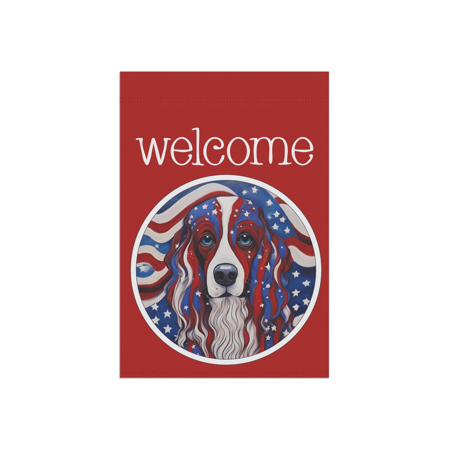 Patriotic Dog Welcome 2-Sided Garden & House Flag/Banner