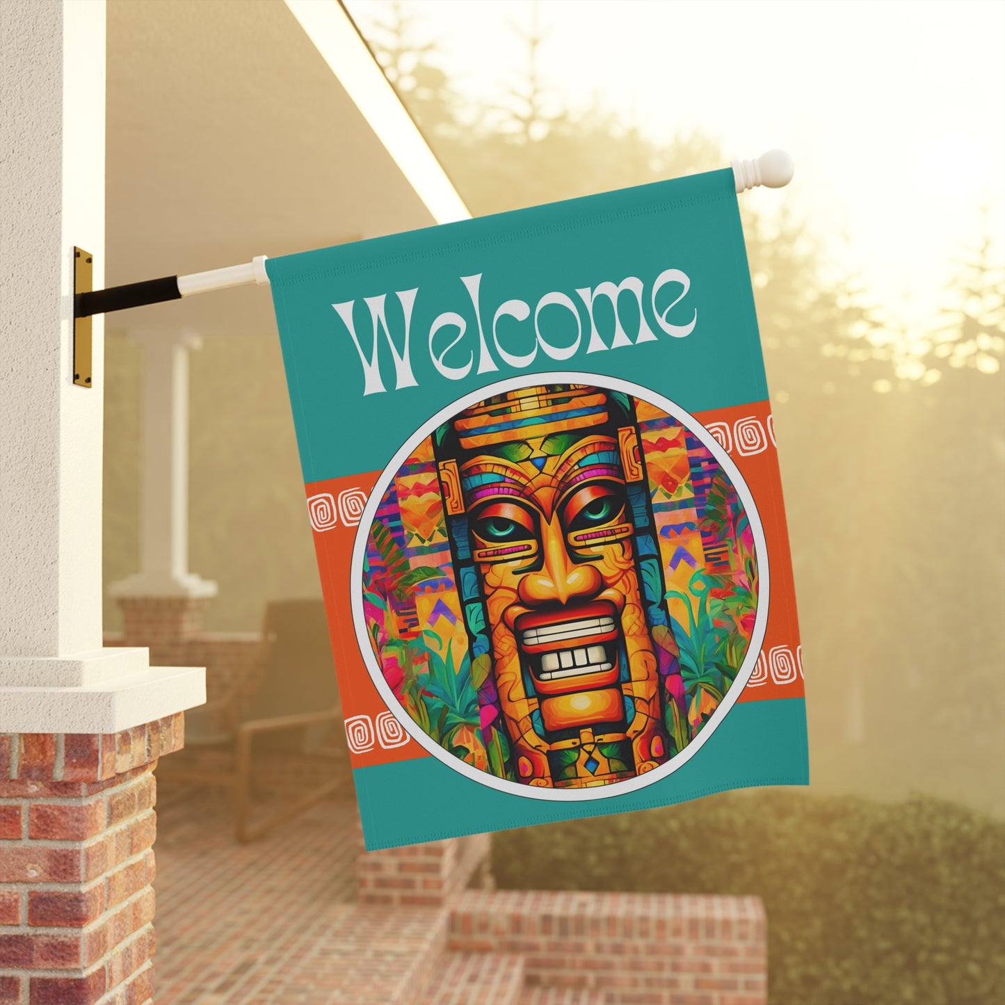 Tiki Carl Welcome 2-Sided Garden & House Flag/Banner