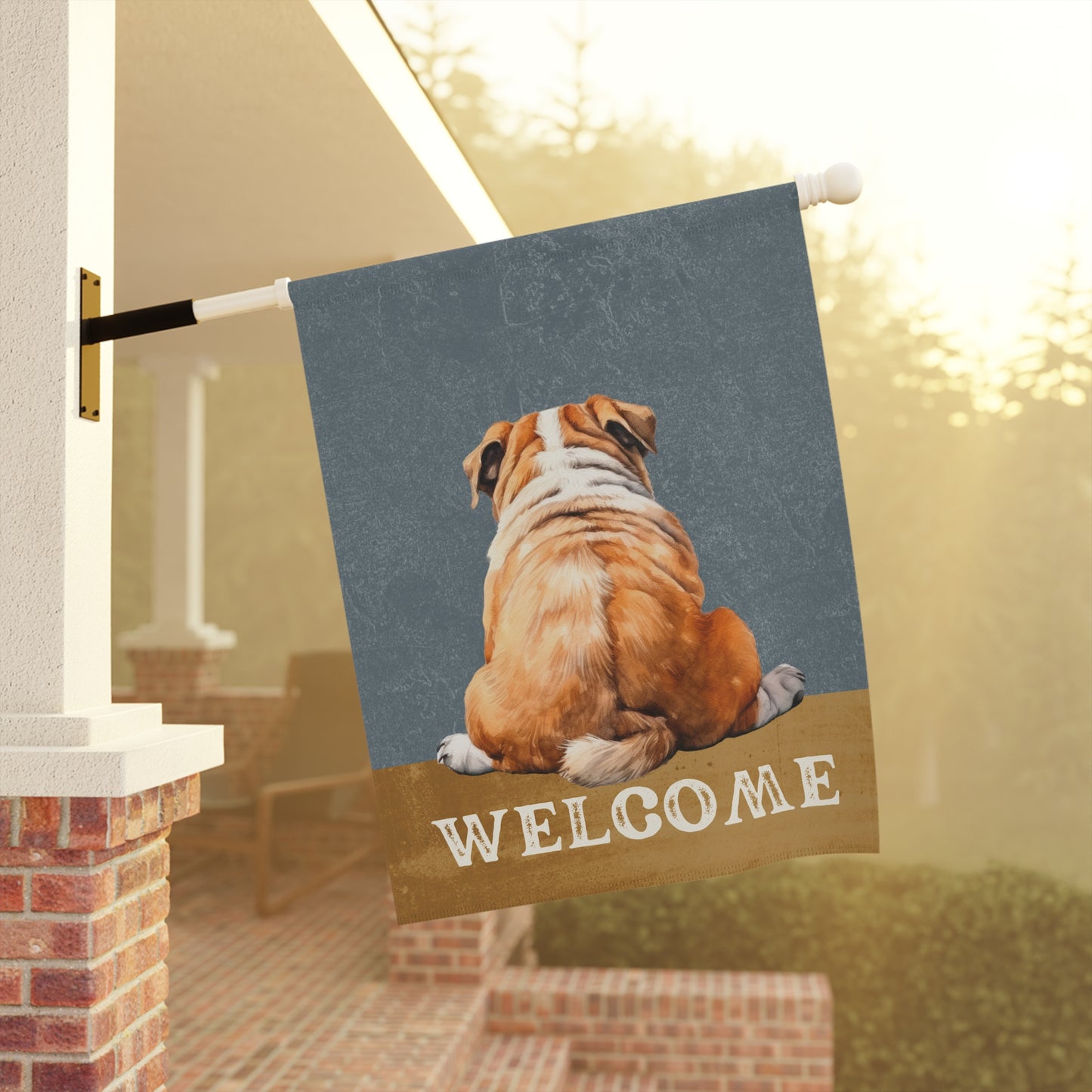 English Bulldog Welcome 2-Sided Garden & House Flag/Banner