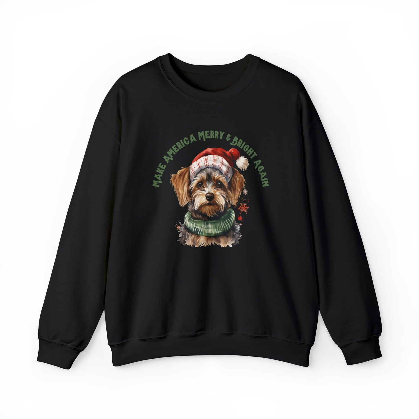 Merry & Bright Again Dog in Santa Hat Unisex Heavy Blend™ Crewneck Sweatshirt