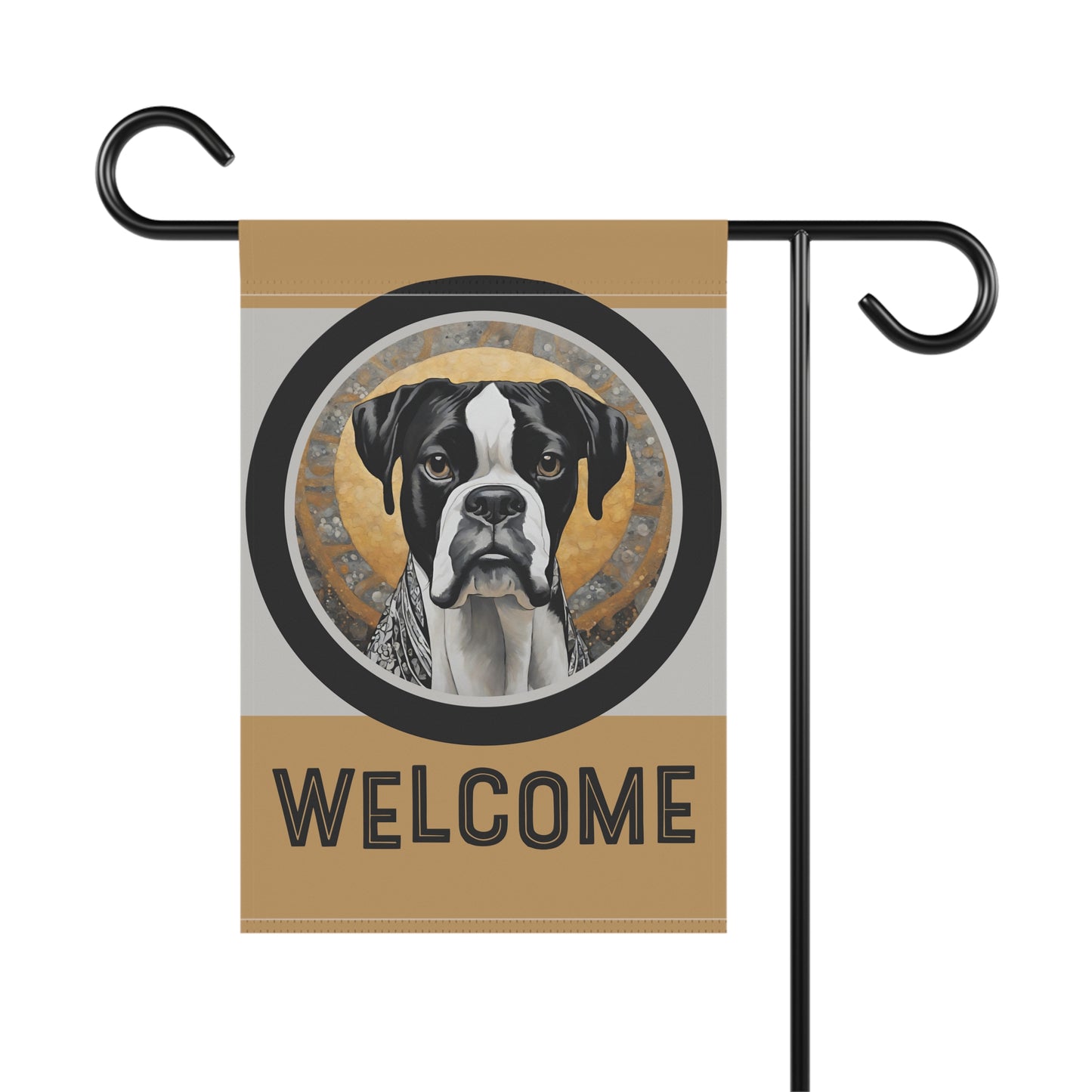 Boxer (Black & White) Welcome 2-Sided Garden & House Flag/Banner