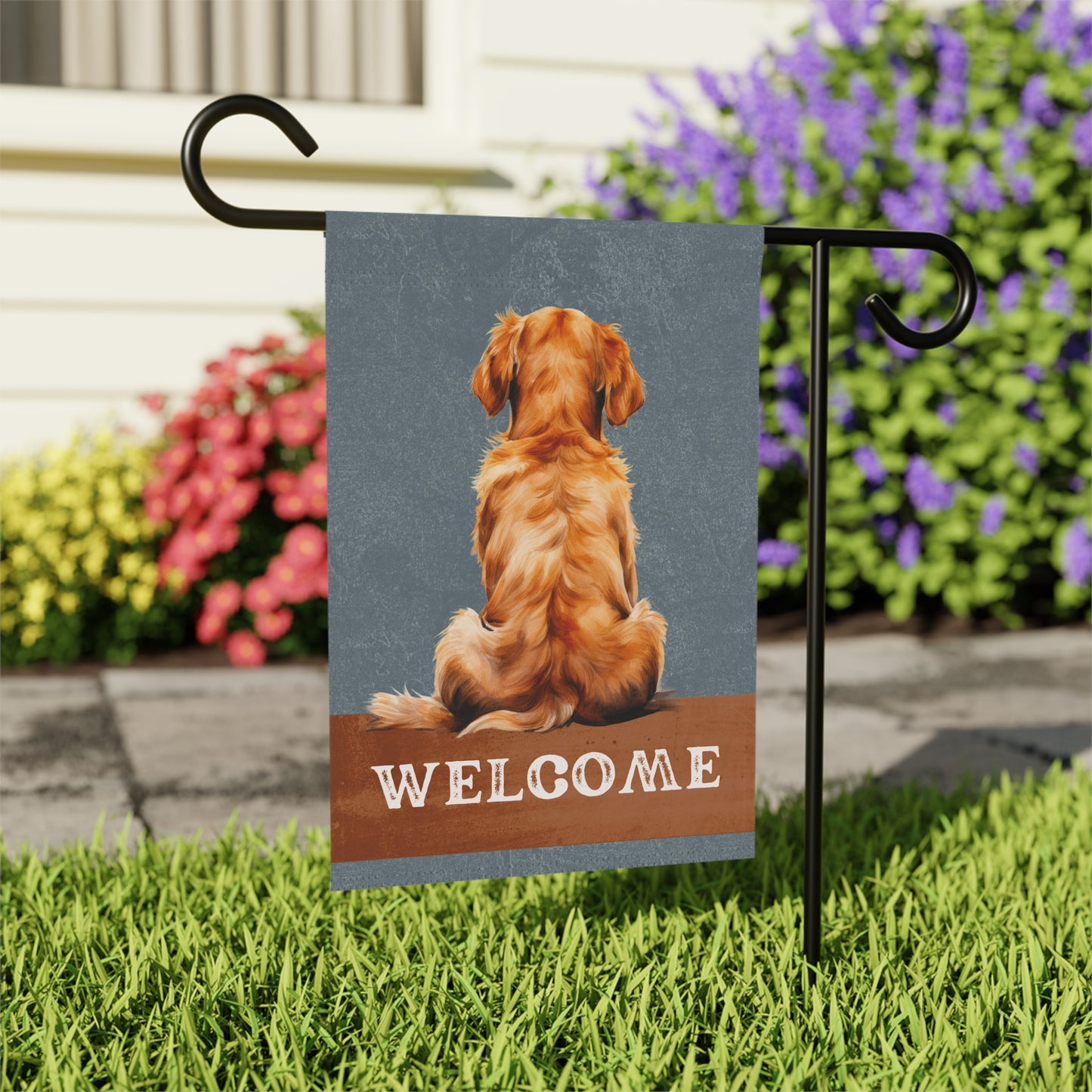 Golden Retriever Welcome 2-Sided Garden & House Flag/Banner