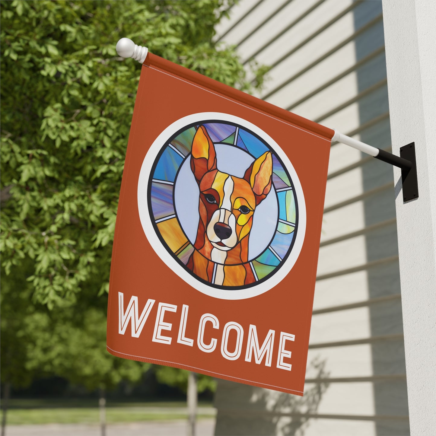 Basenji Welcome 2-Sided Garden & House Flag/Banner