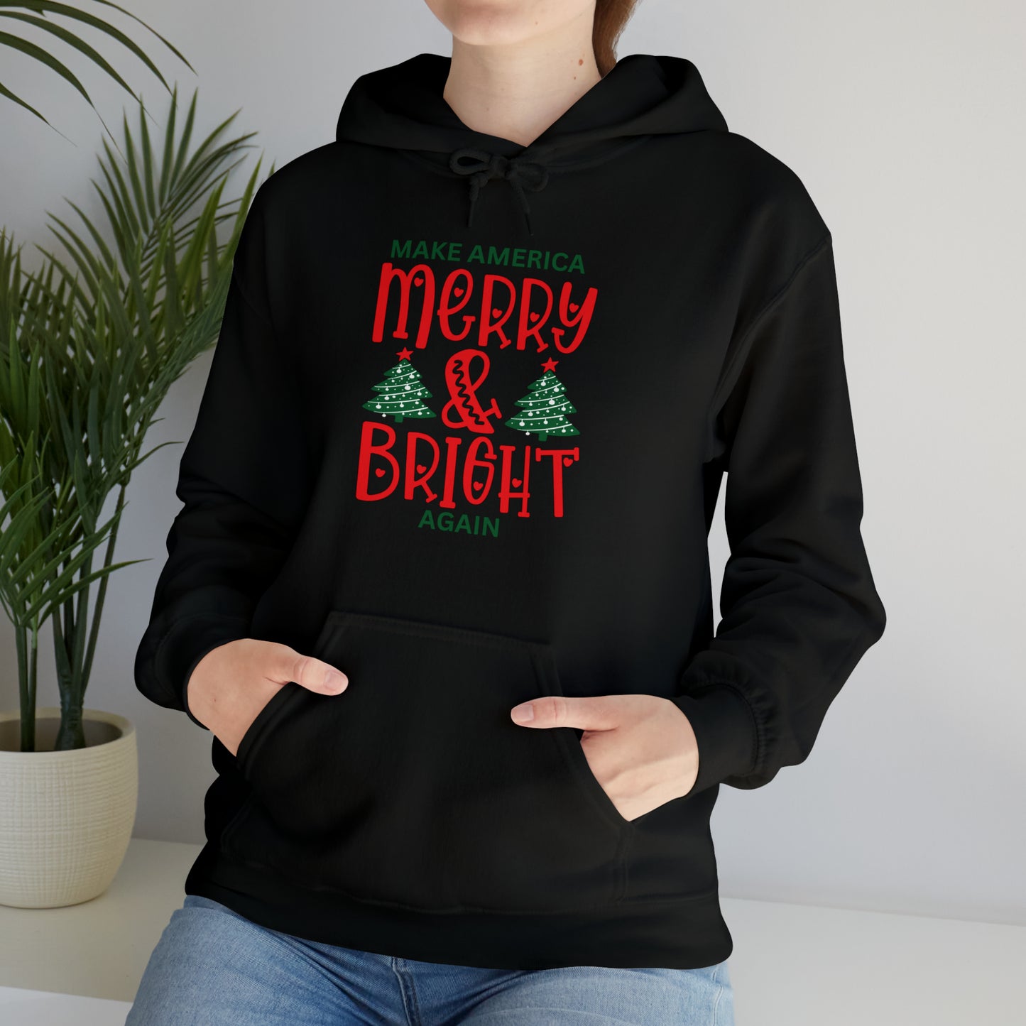 Happy Hearts Make America Merry & Bright Again Unisex Heavy Blend™ Hooded Sweatshirt