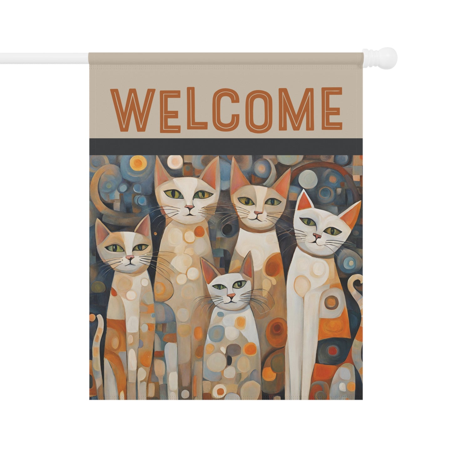 Feline Family Welcome 2-Sided Garden & House Flag/Banner