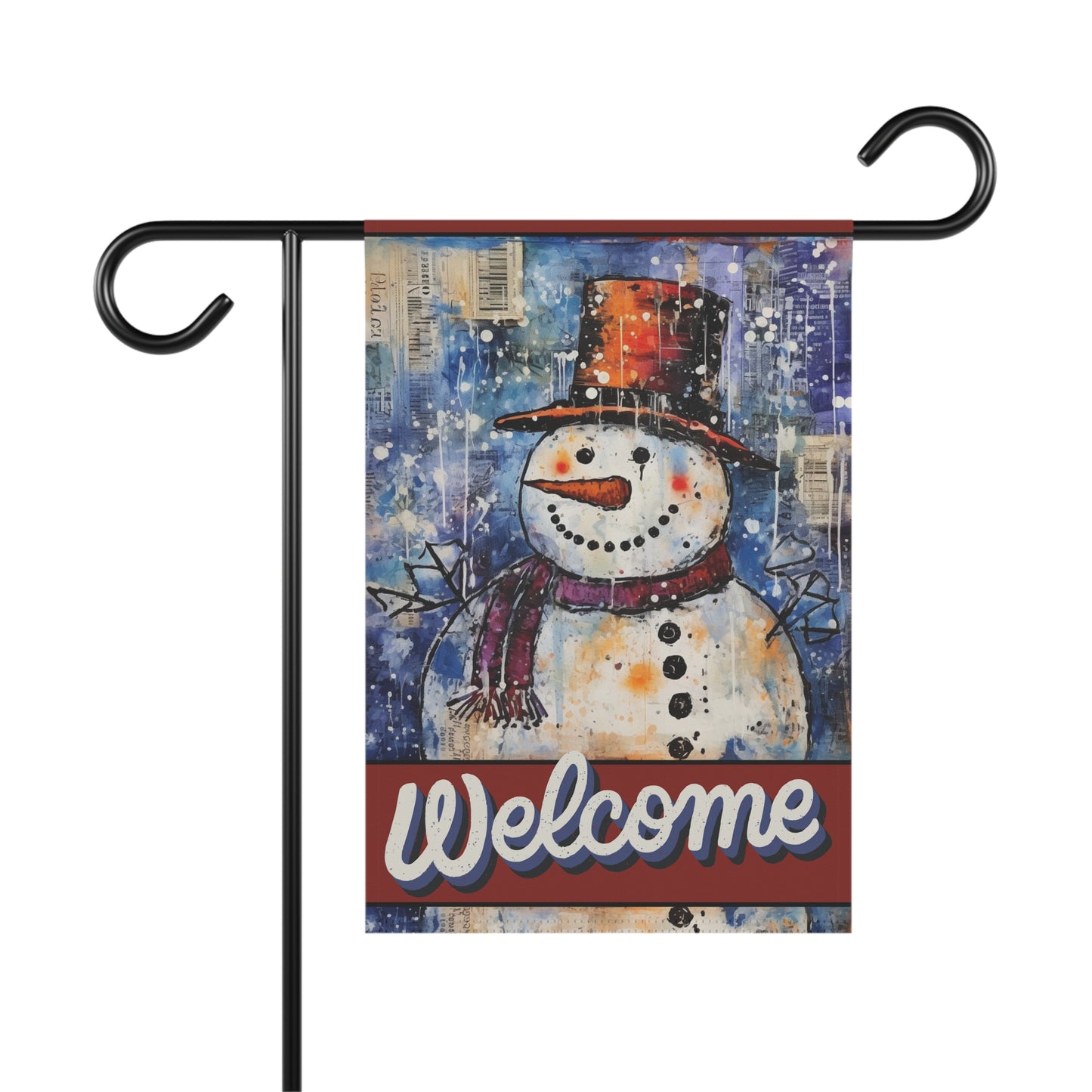 Vintage Snowman Welcome 2-Sided Garden & House Flag/Banner