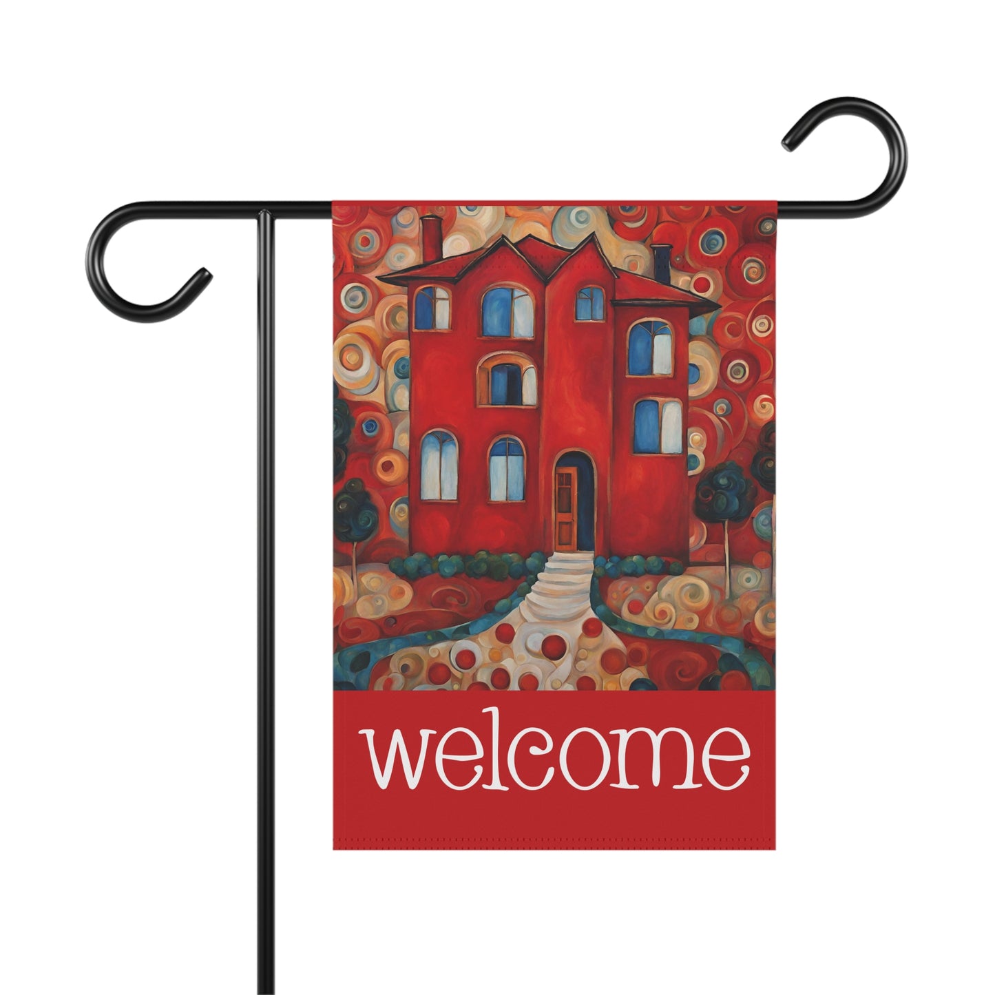 Red House Welcome 2-Sided Garden & House Flag/Banner