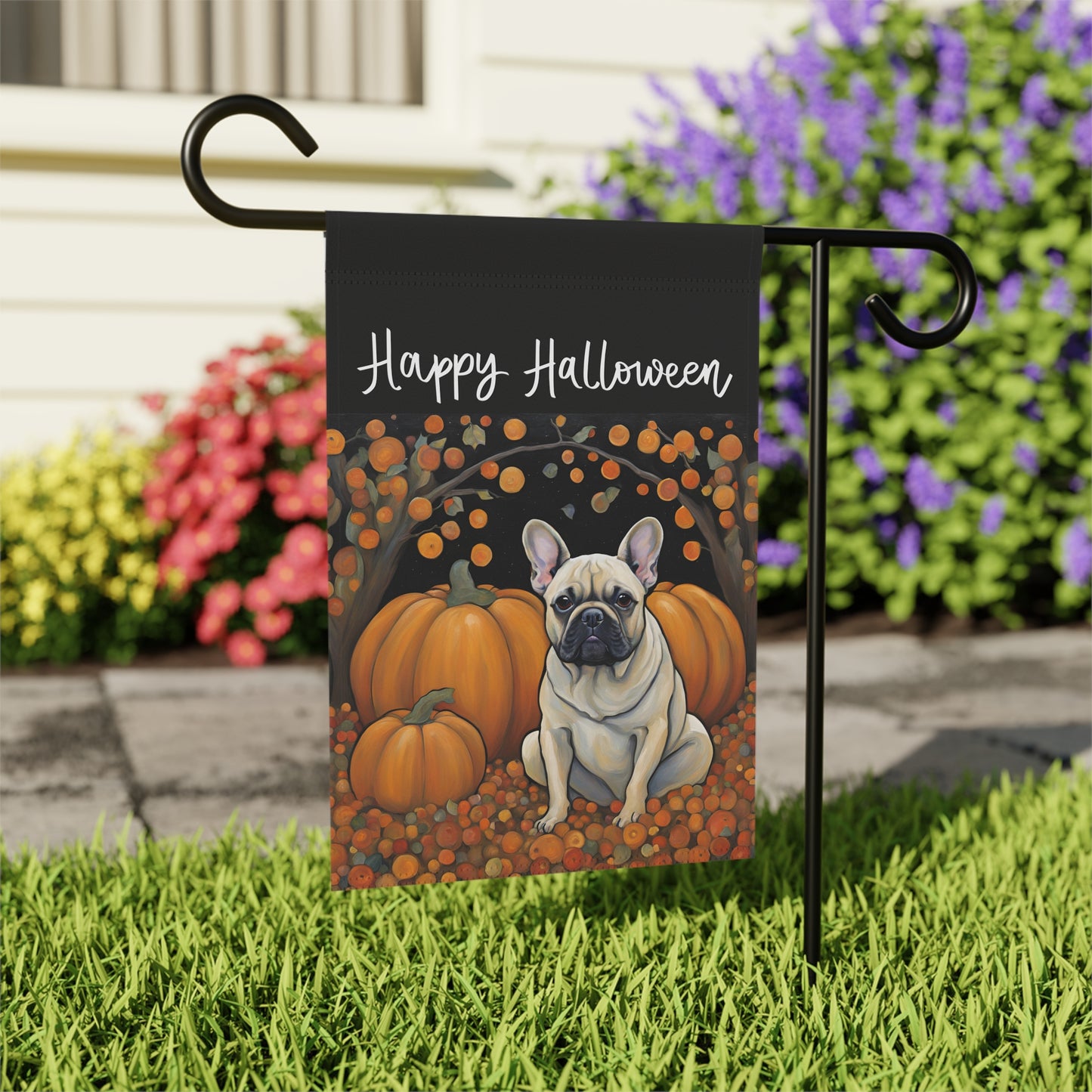 French Bulldog Happy Halloween 2-Sided Garden & House Flag/Banner