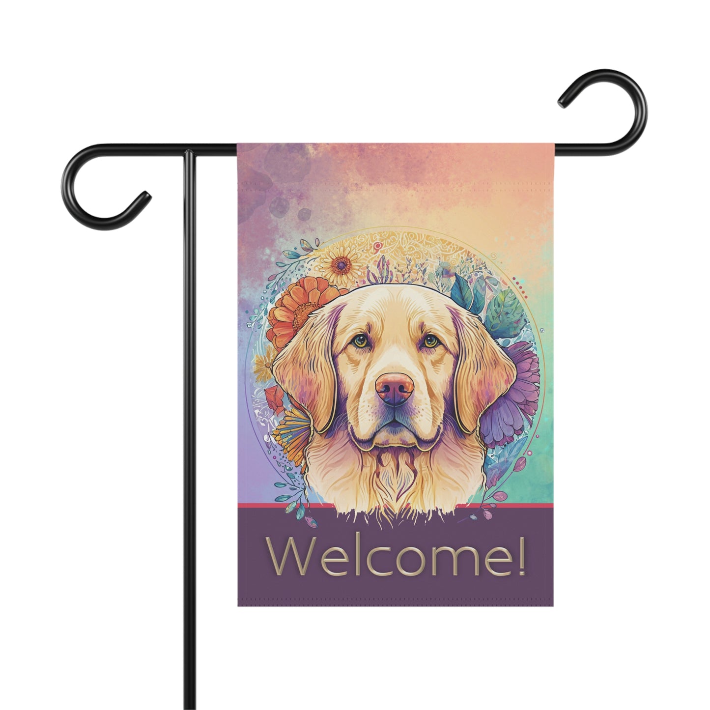 Yellow Labrador Welcome Pastel 2-Sided Garden & House Flag/Banner