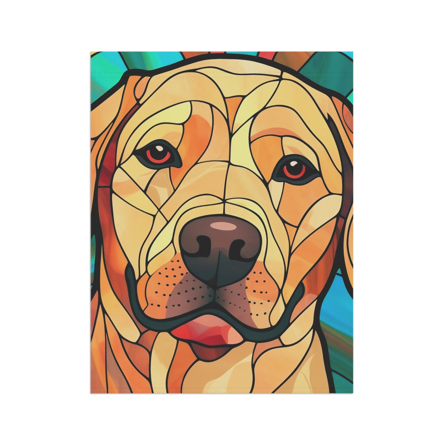 Yellow Labrador Face Stained Glass 2-Sided Garden & House Flag/Banner