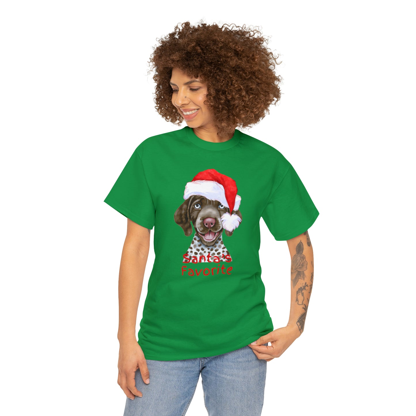 Santa's Favorite German Shorthaired Pointer Unisex Heavy Cotton Tee