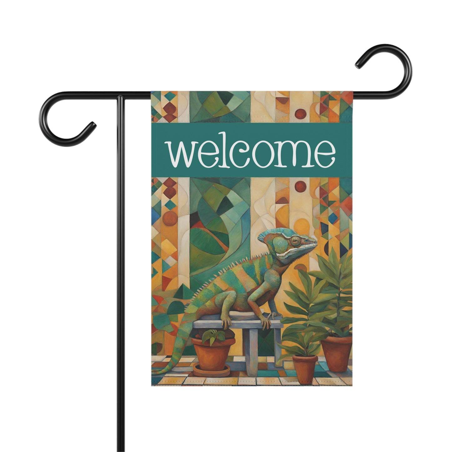 Chameleon Welcome 2-Sided Garden & House Flag/Banner