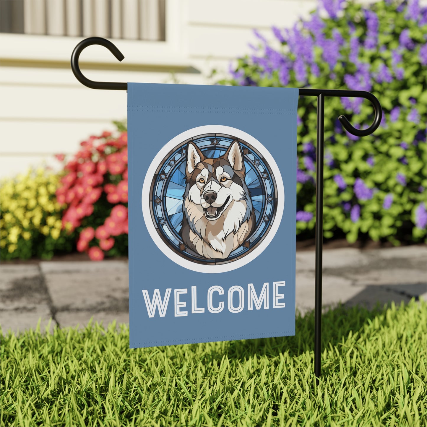 Siberian Husky Welcome 2-Sided Garden & House Flag/Banner