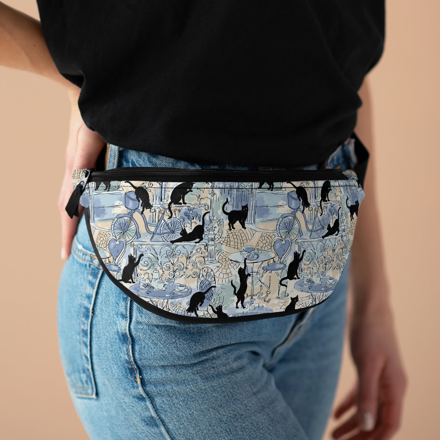 Paris Cats in Blue Fanny Pack