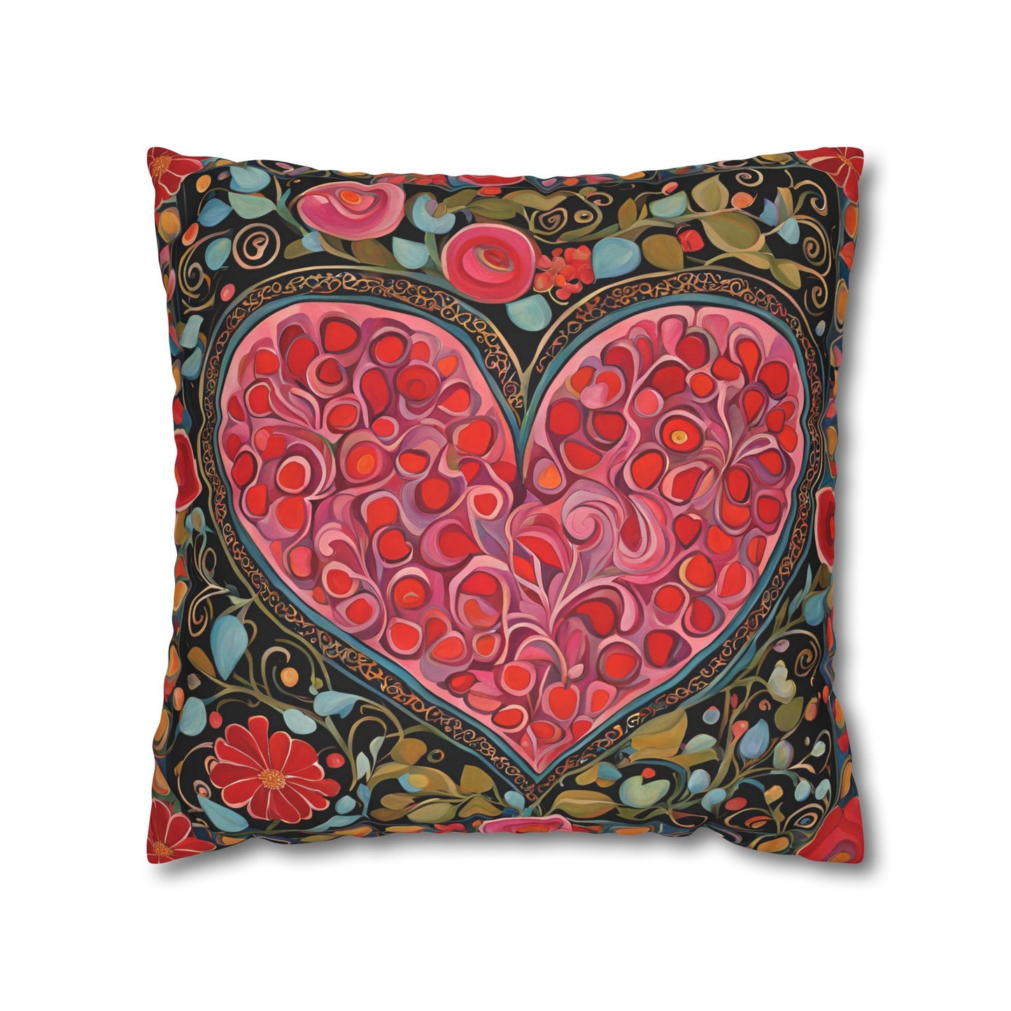 Big Heart Square Poly Canvas Pillowcase