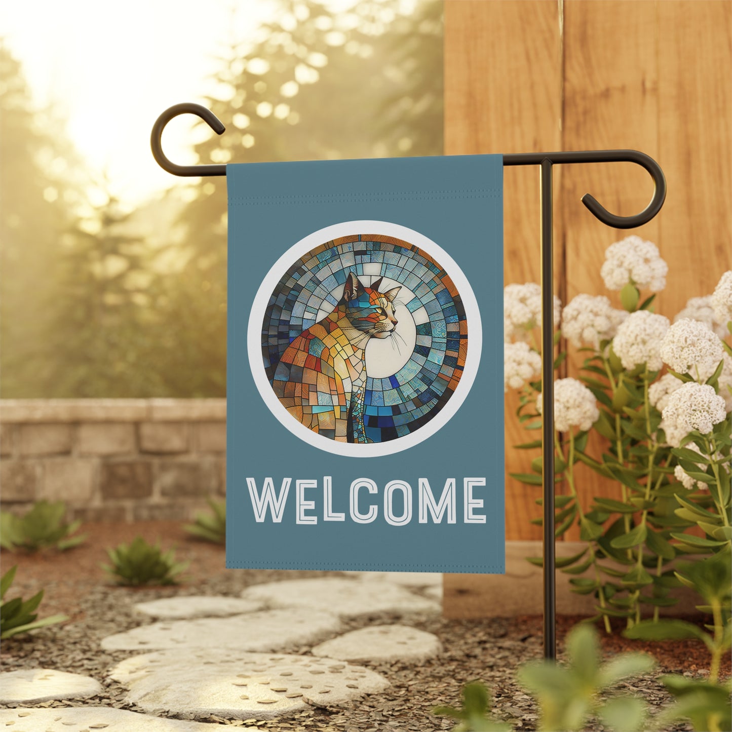 Patchwork Cat Welcome 2-Sided Garden & House Flag/Banner