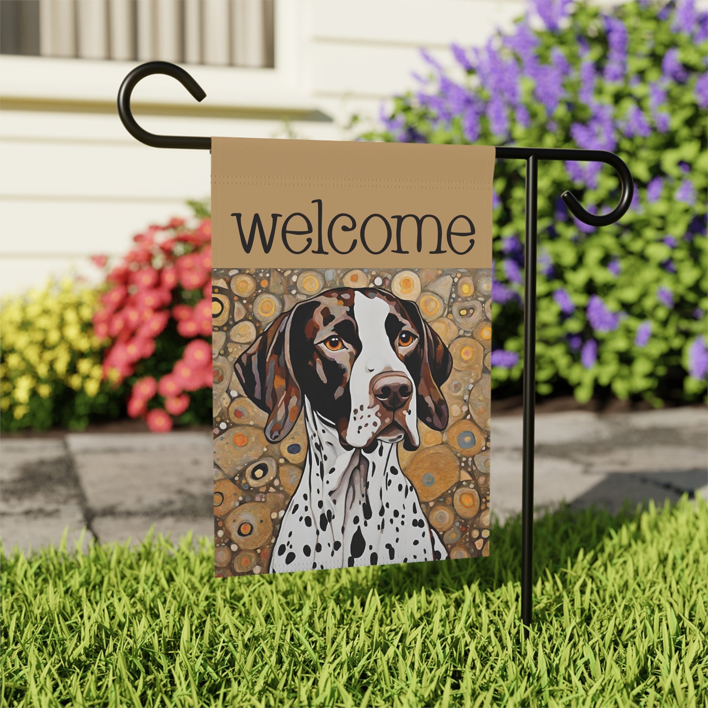 Pointer Welcome 2-Sided Garden & House Flag/Banner