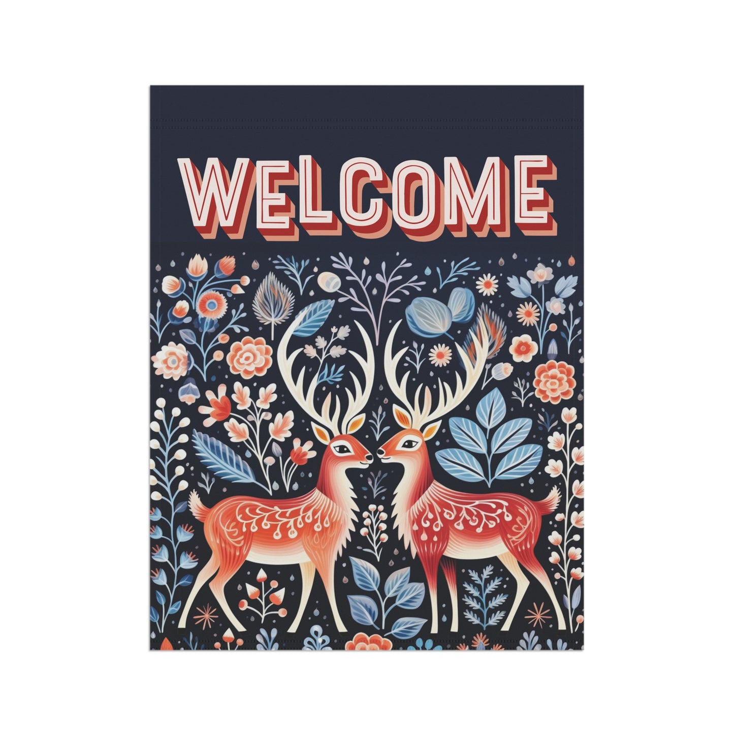 Nordic Reindeer Welcome 2-Sided Garden & House Flag/Banner