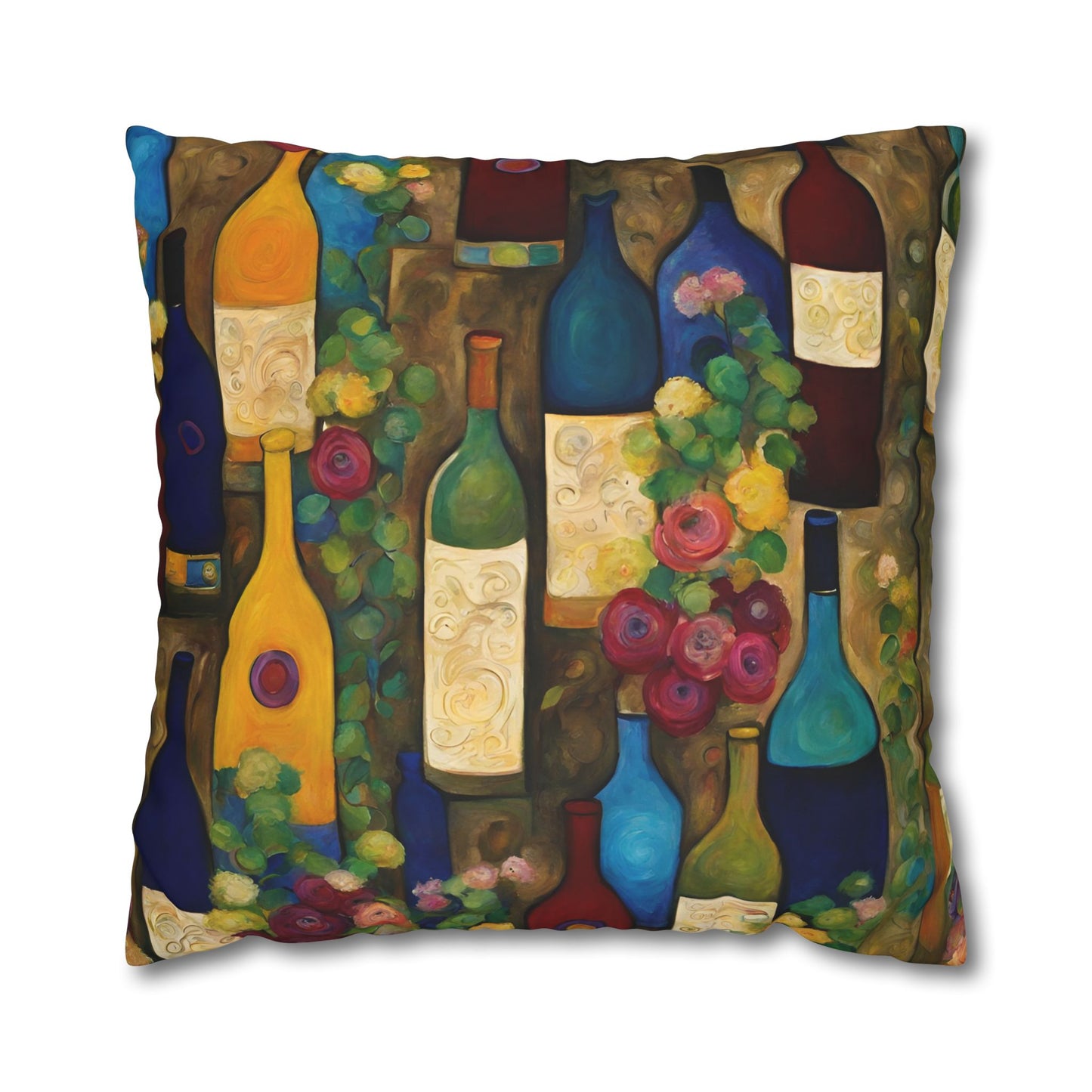 Wine Garden Square Poly Canvas Pillowcase