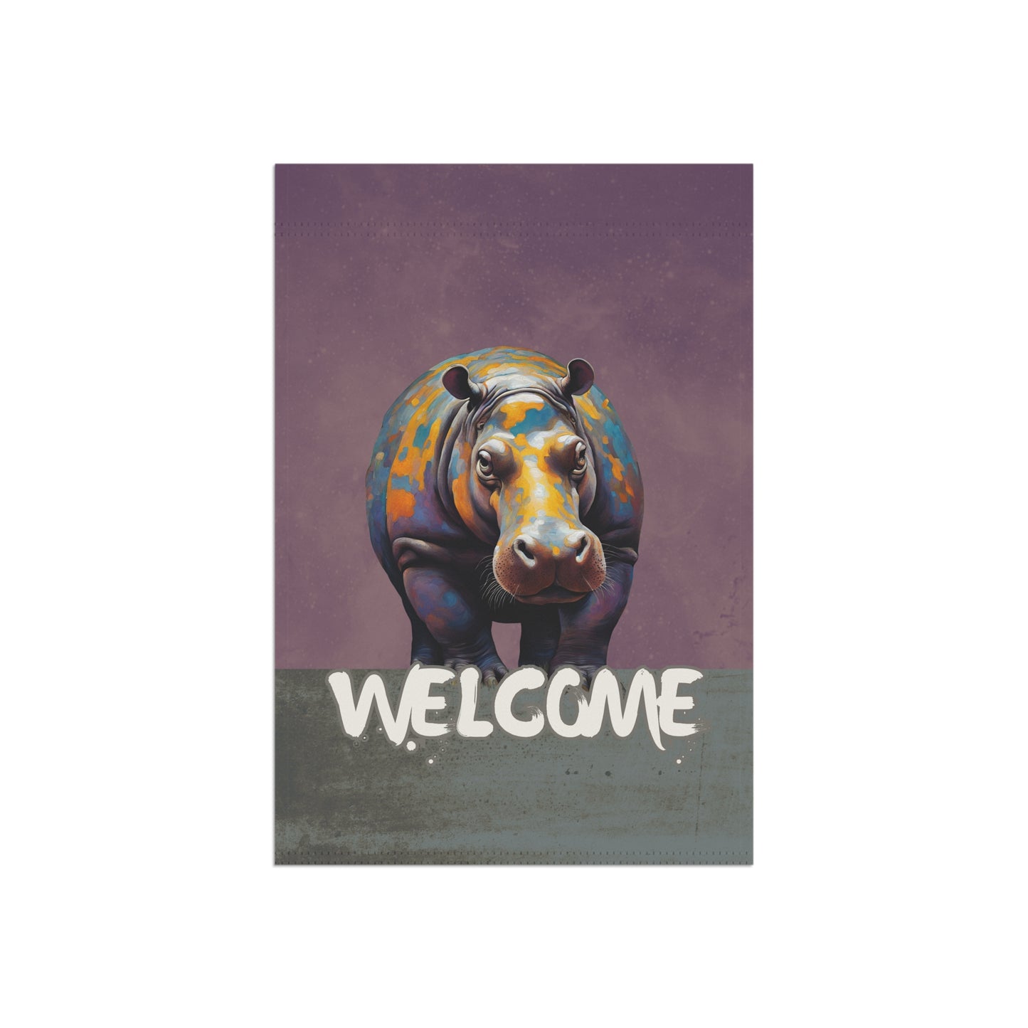 Hippo Welcome 2-Sided Garden & House Flag/Banner