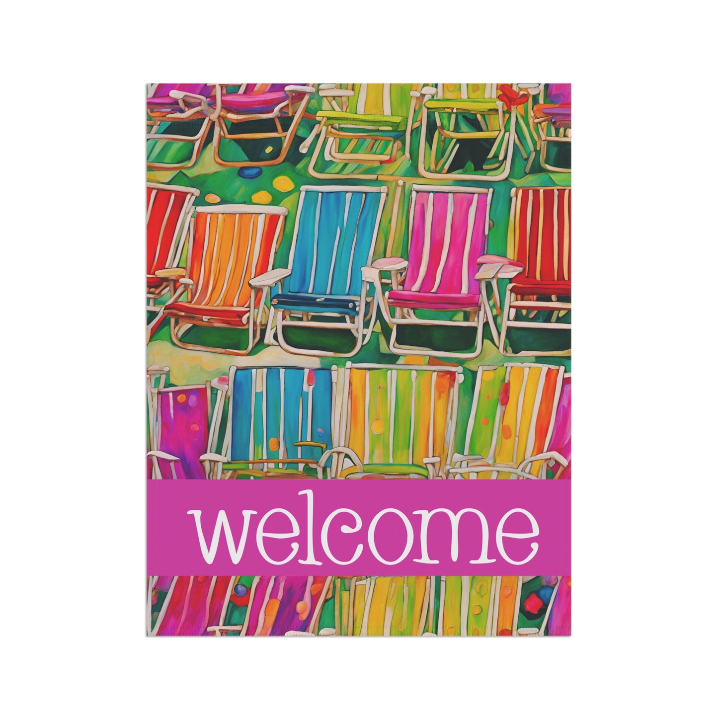 Beach Chairs Welcome 2-Sided Garden & House Flag/Banner