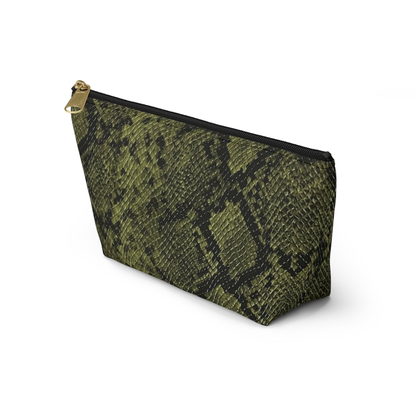 Faux Python in Green Accessory Pouch w T-bottom