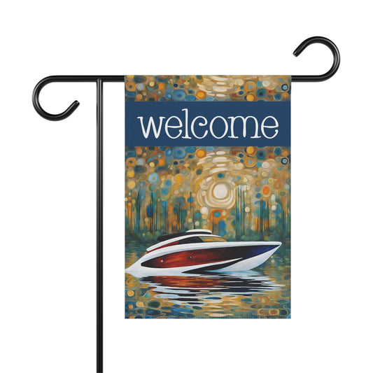 Boat on the Bayou Welcome 2-Sided Garden & House Flag/Banner