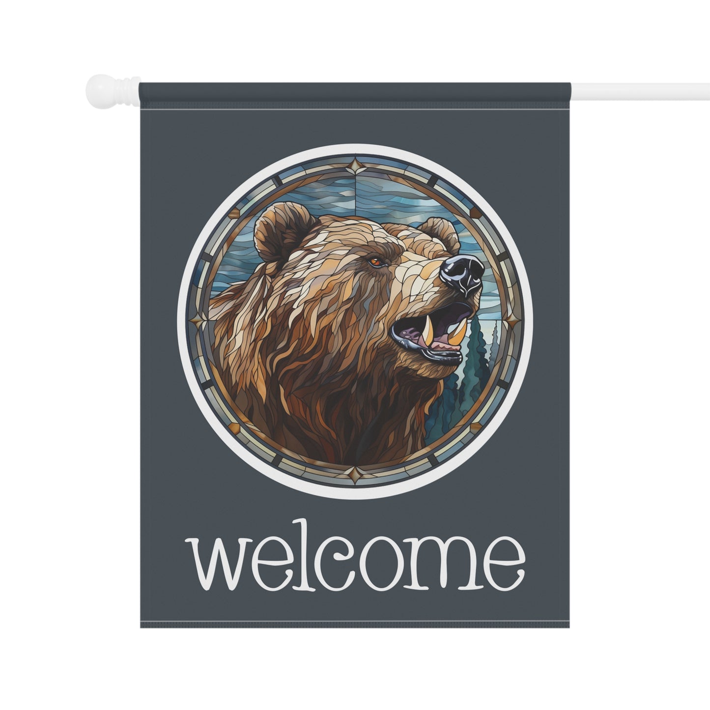 Grizzly Bear Welcome 2-Sided Garden & House Banner