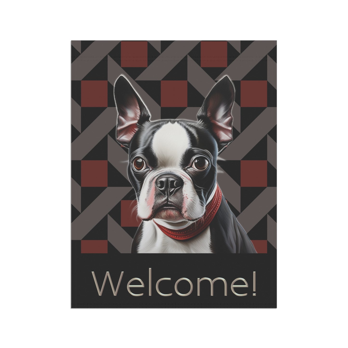 Boston Terrier Welcome 2-Sided Garden & House Flag/Banner