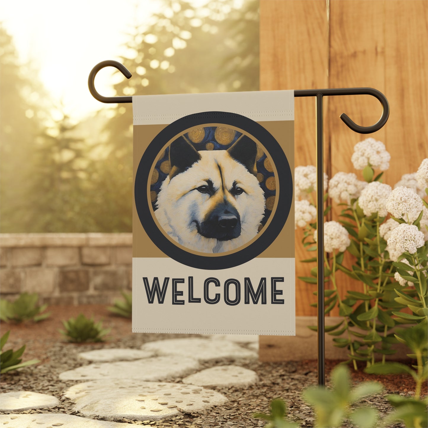 Akita Welcome 2-Sided Welcome Garden & House Flag/Banner