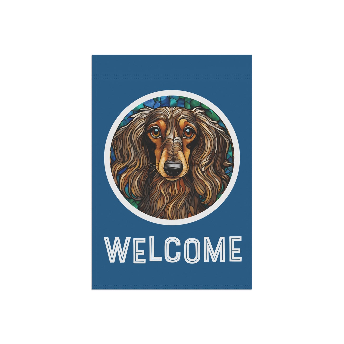 Dachshund (Long Hair) Welcome 2-Sided Garden & House Flag/Banner