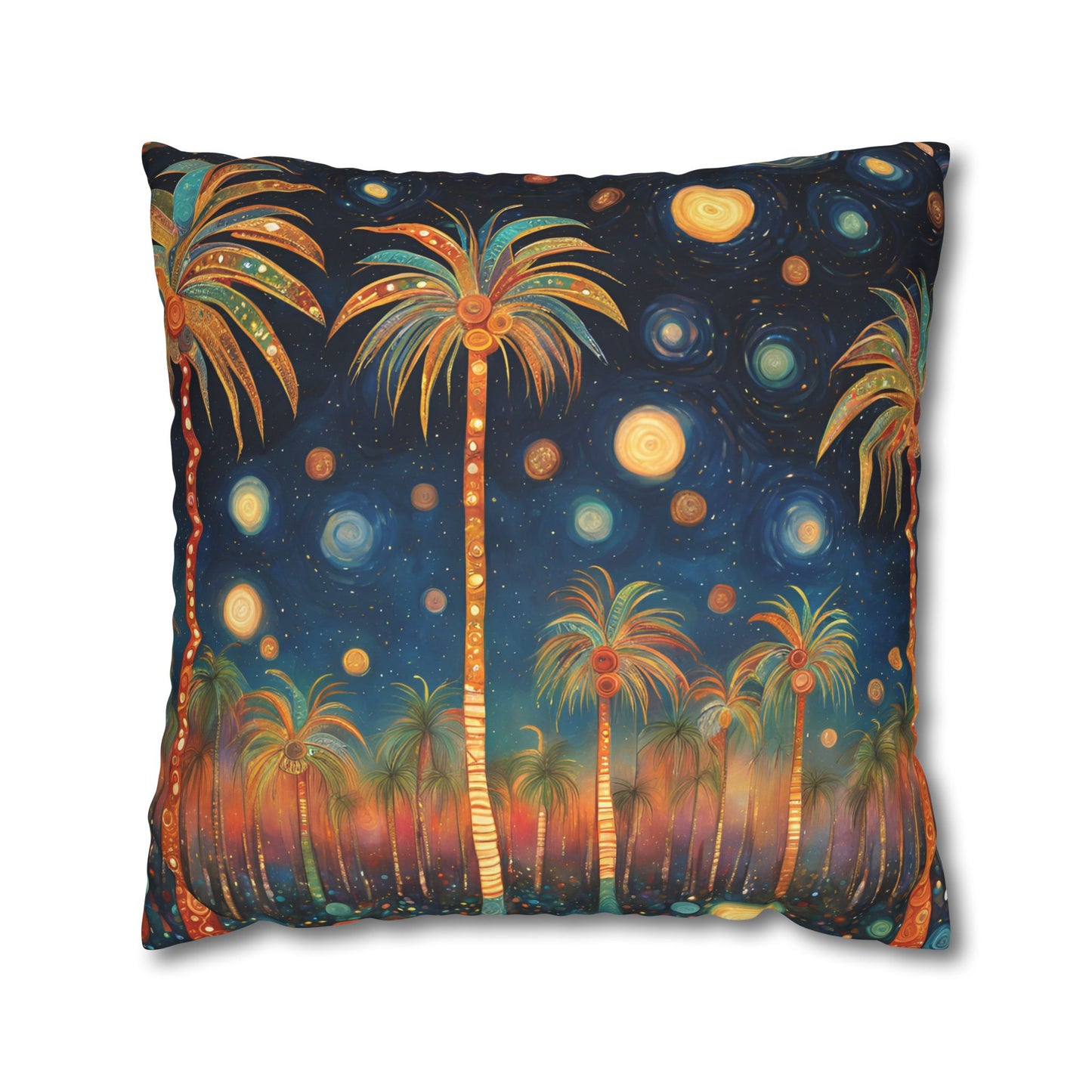 Palm Party Square Poly Canvas Pillowcase