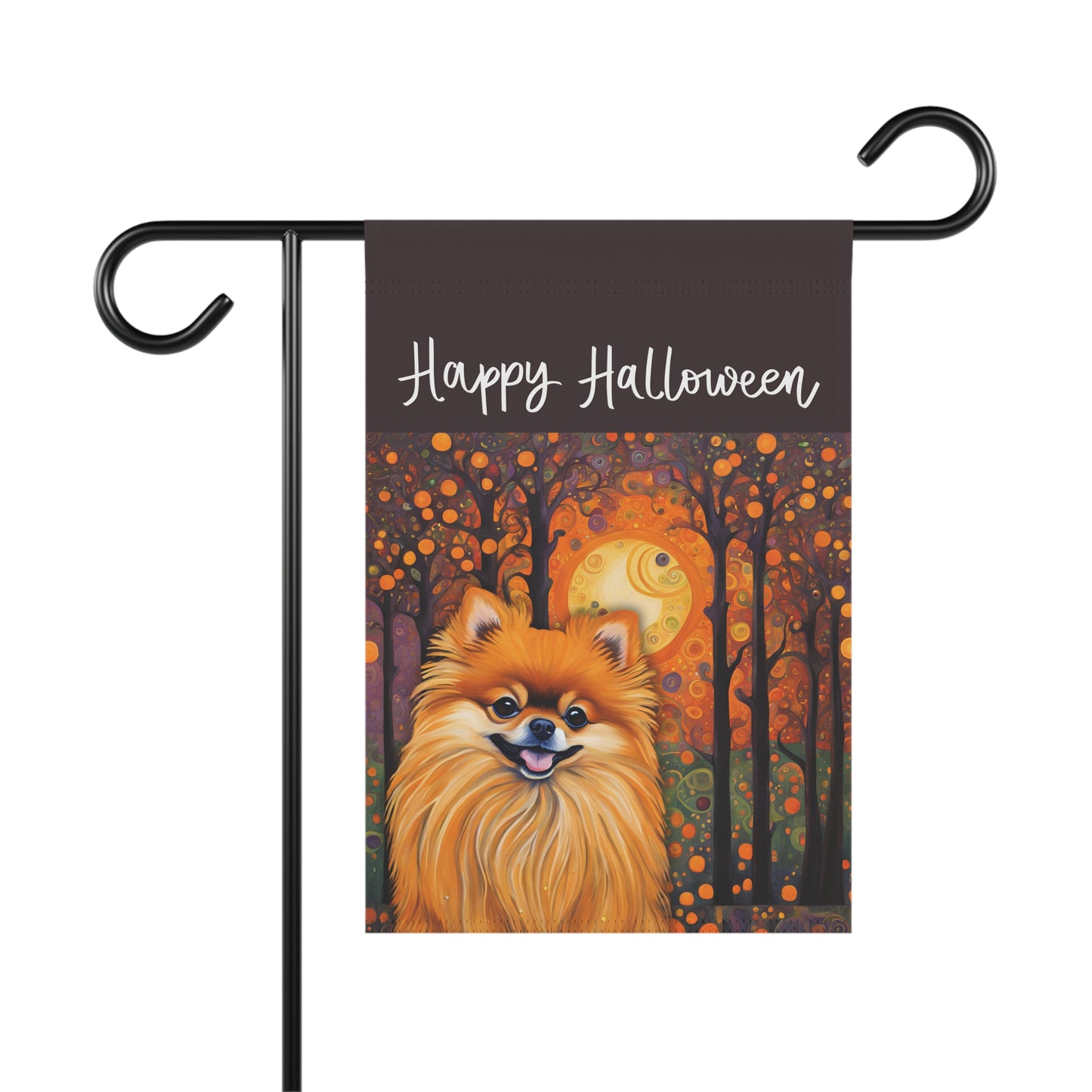 Pomeranian Happy Halloween 2-Sided Garden & House Flag/Banner