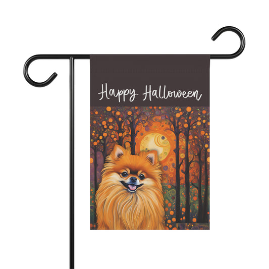 Pomeranian Happy Halloween 2-Sided Garden & House Flag/Banner