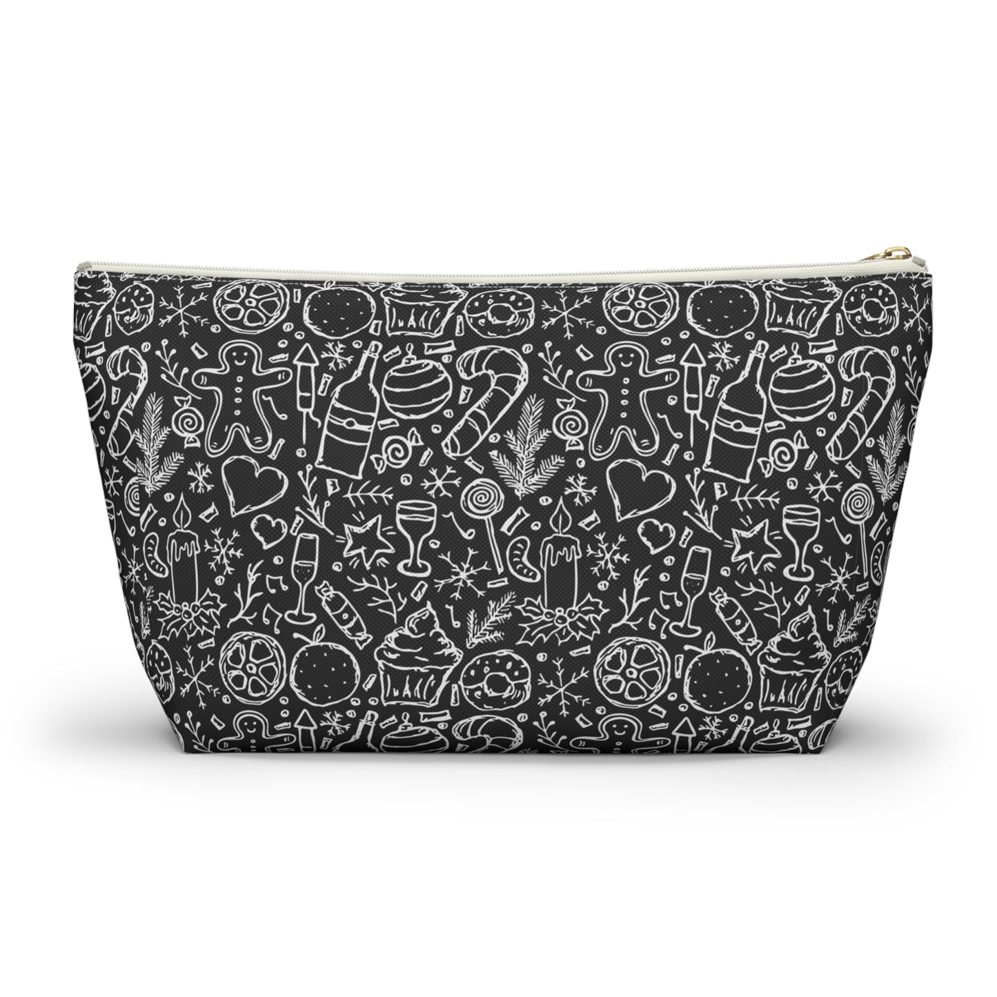 Christmas Holiday Icons in Black & White Accessory Pouch w T-bottom