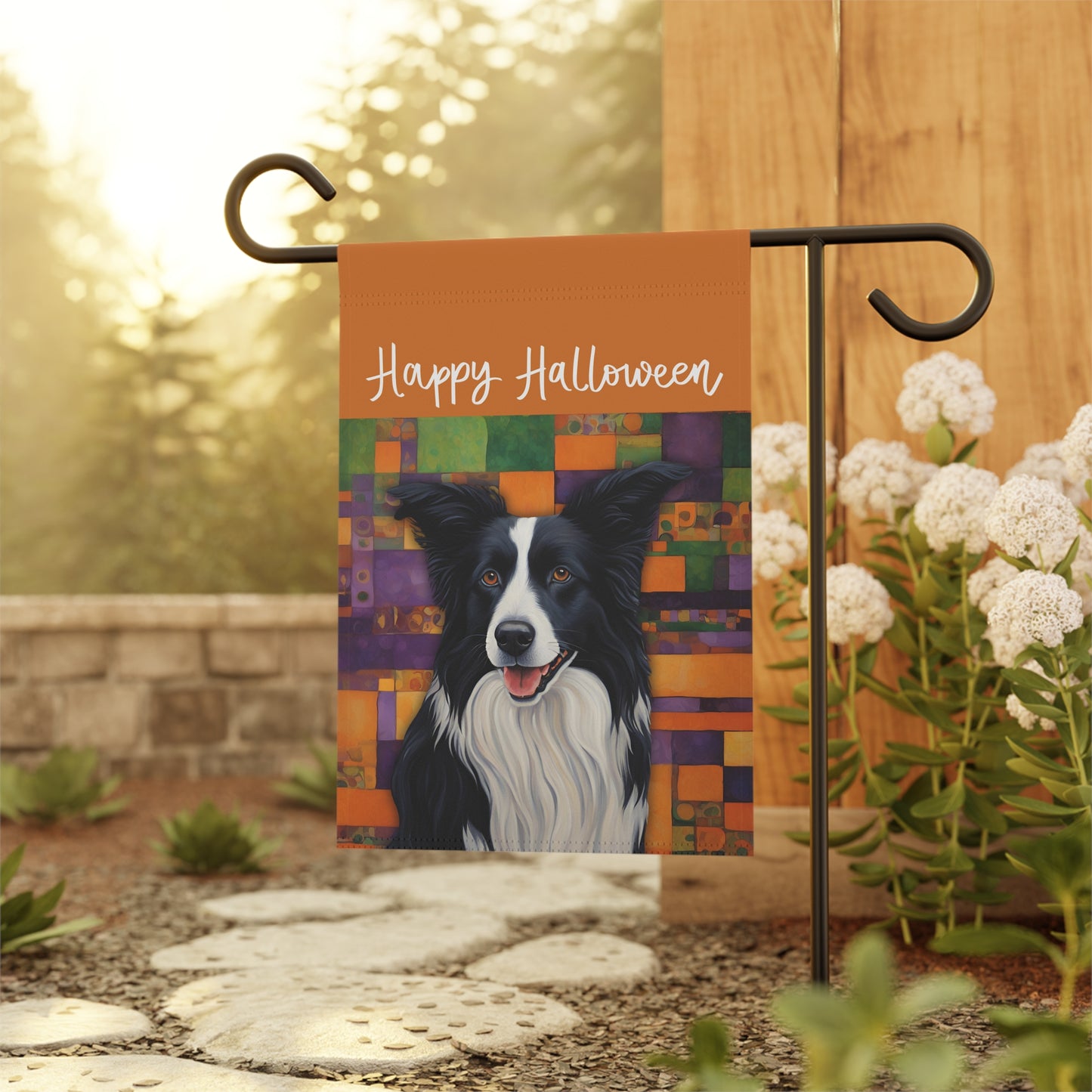 Border Collie Happy Halloween 2-Sided Garden & House Flag/Banner