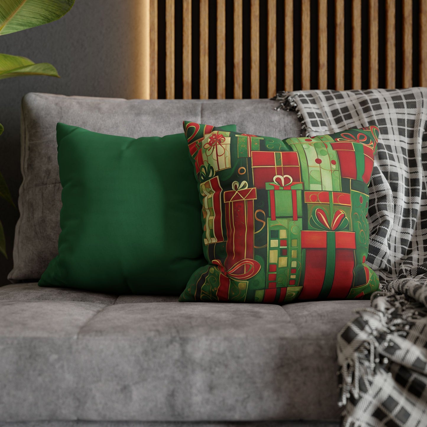 Holiday Gifts Square Poly Canvas Pillowcase