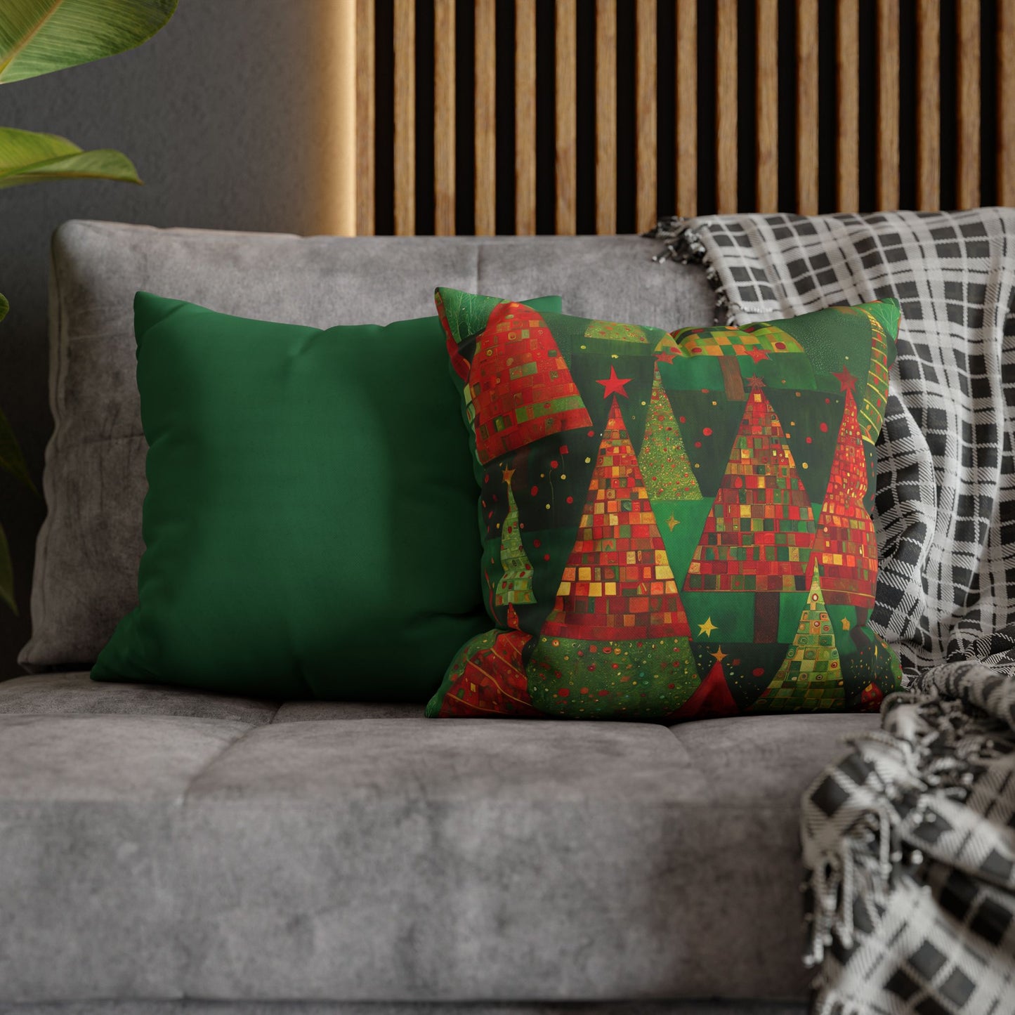 Christmas Tree Forest Square Poly Canvas Pillowcase