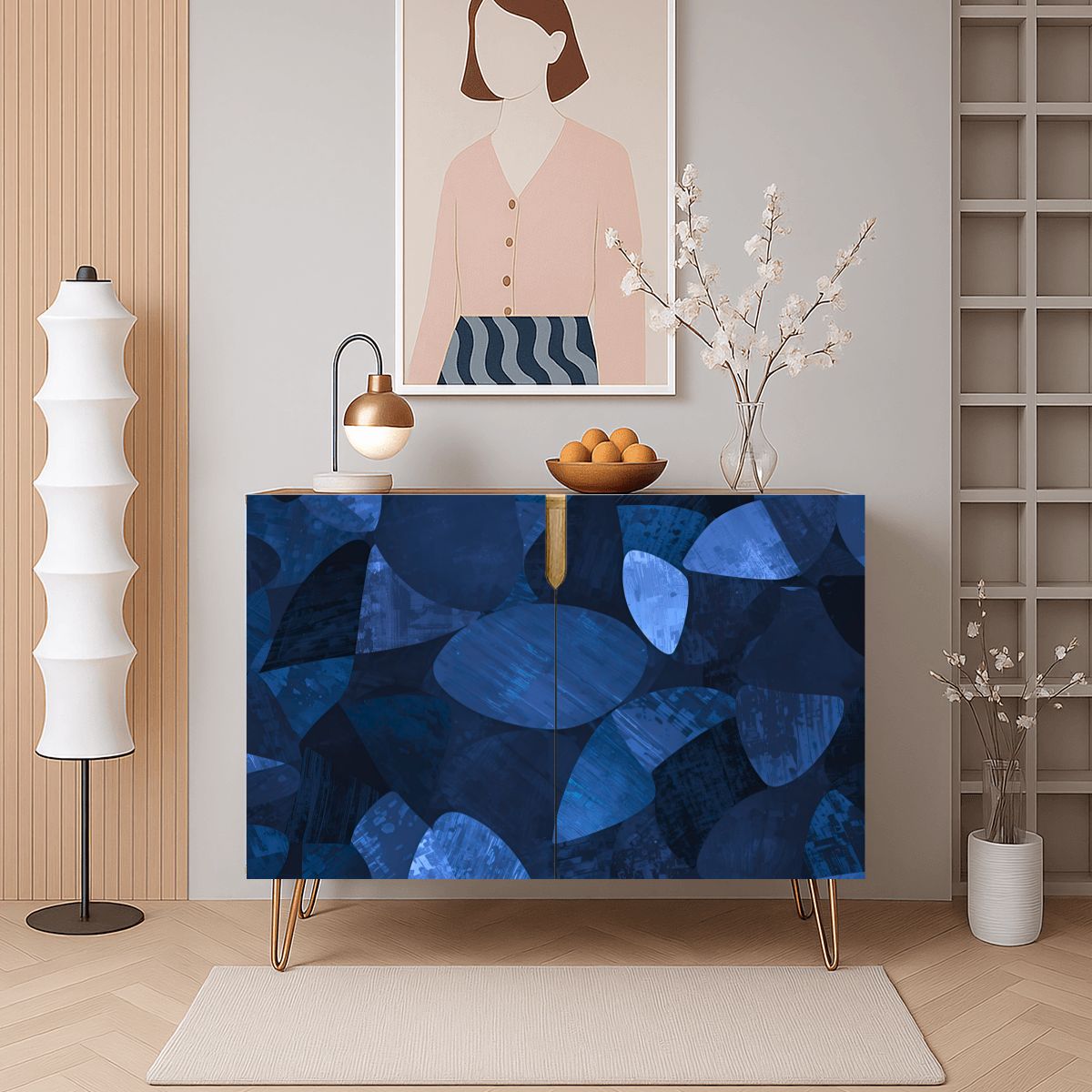 Blue Contemporary Wooden Storage Cabinet (Made in USA)