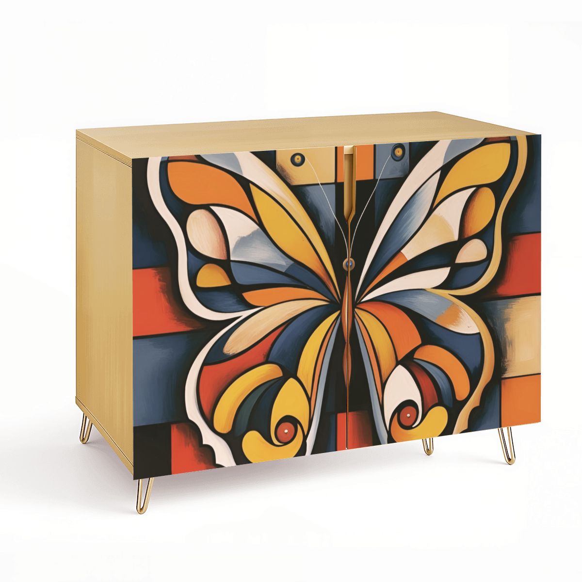 Modern Butterfly Wooden Storage Cabinet (Made in USA)